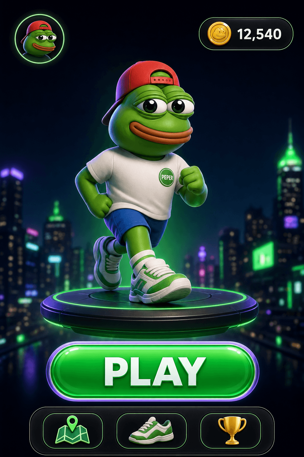 PepeRunner app home screen